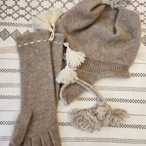 Cole Haan Brown Knit Gloves and Hat Set